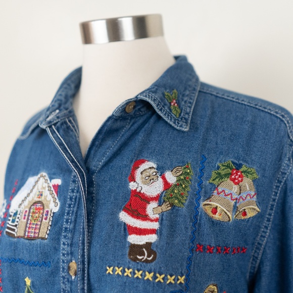 Bobbie Brooks Chambray Button Down M Top - Picture 5 of 8